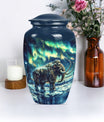 mammoth urn with a howling wolf theme, 