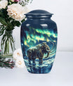 mammoth urn with a howling wolf theme, 