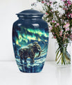 mammoth urn with a howling wolf theme, 