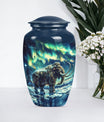 mammoth urn with a howling wolf theme, 