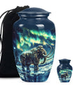 mammoth urn with a howling wolf theme, 