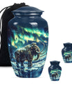 mammoth urn with a howling wolf theme, 