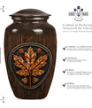 mapple leaf urn, funeral urn for men ashes,