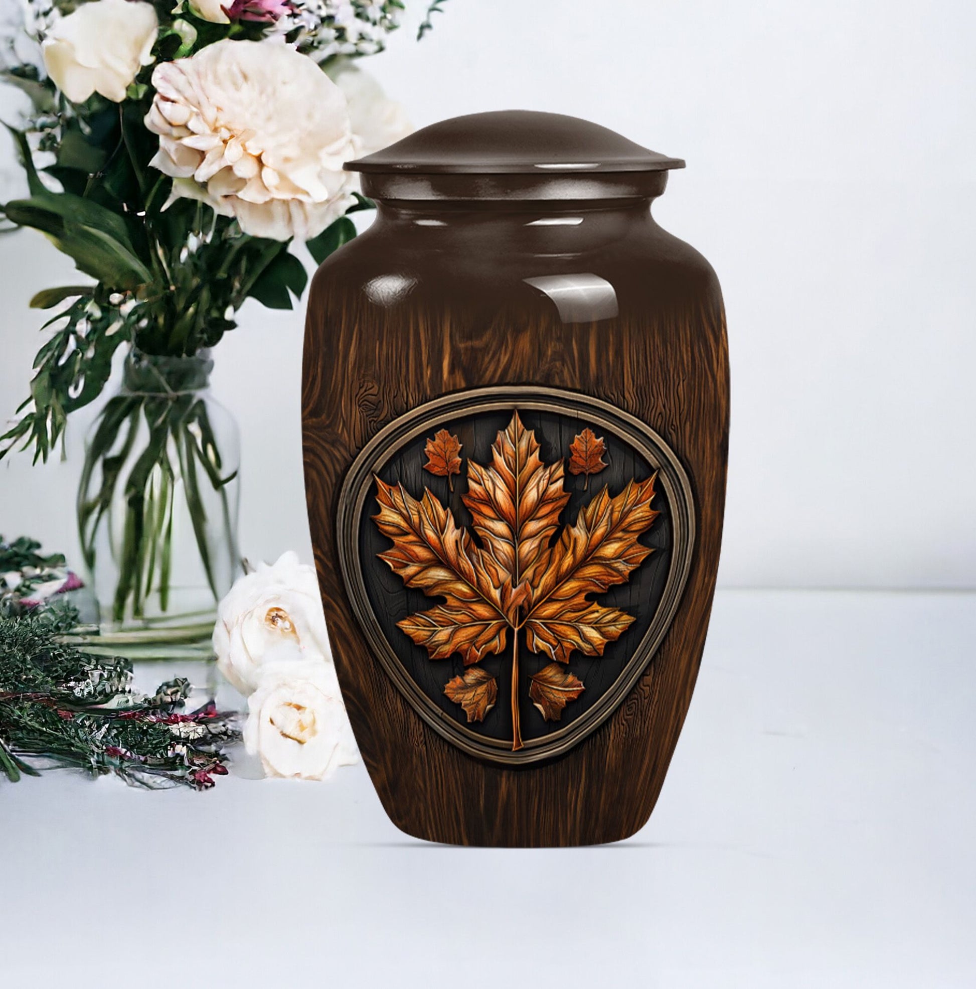 mapple leaf urn, funeral urn for men ashes,