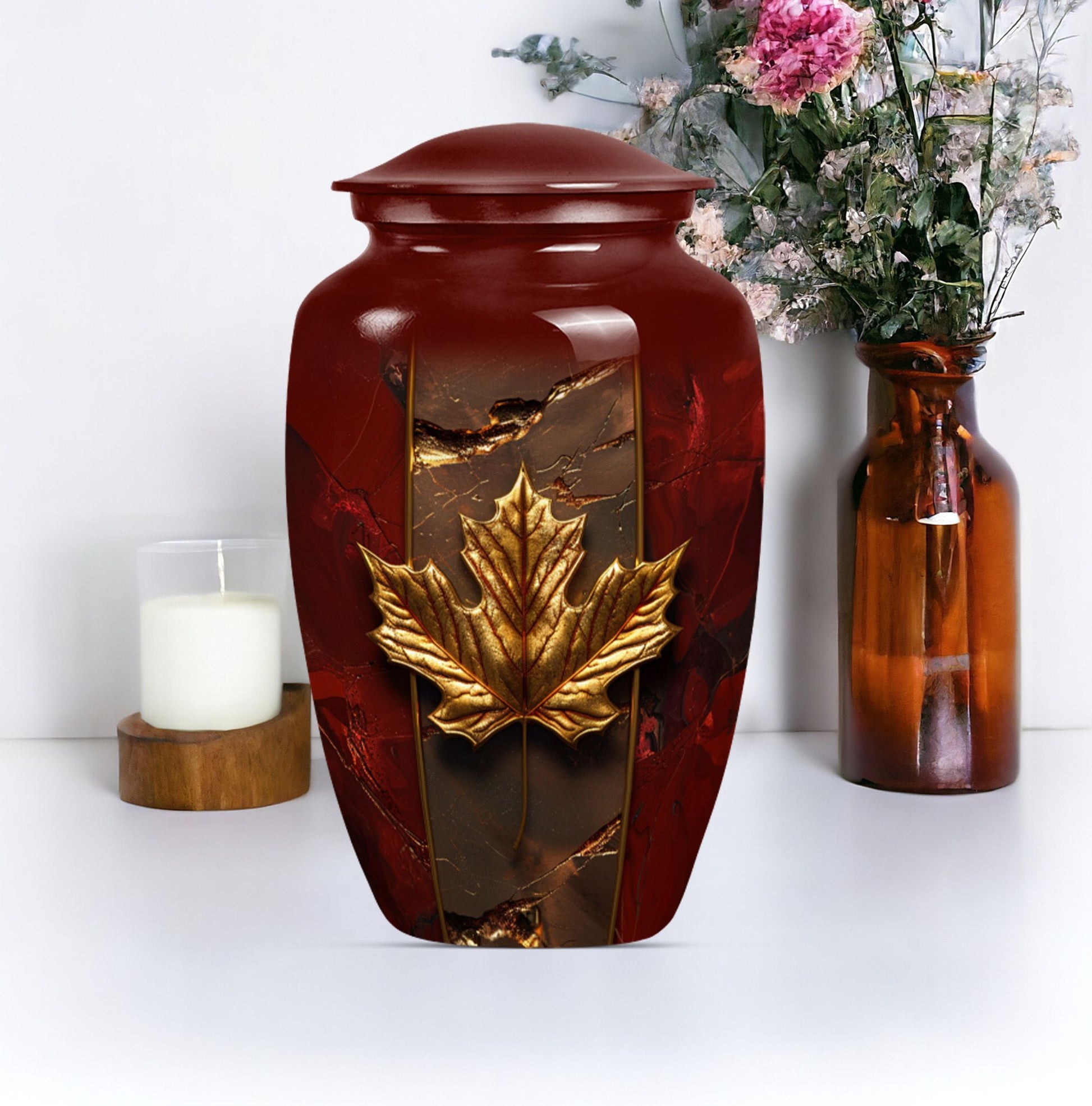 Mapple leaf Classic Memorial Urn for male adults.