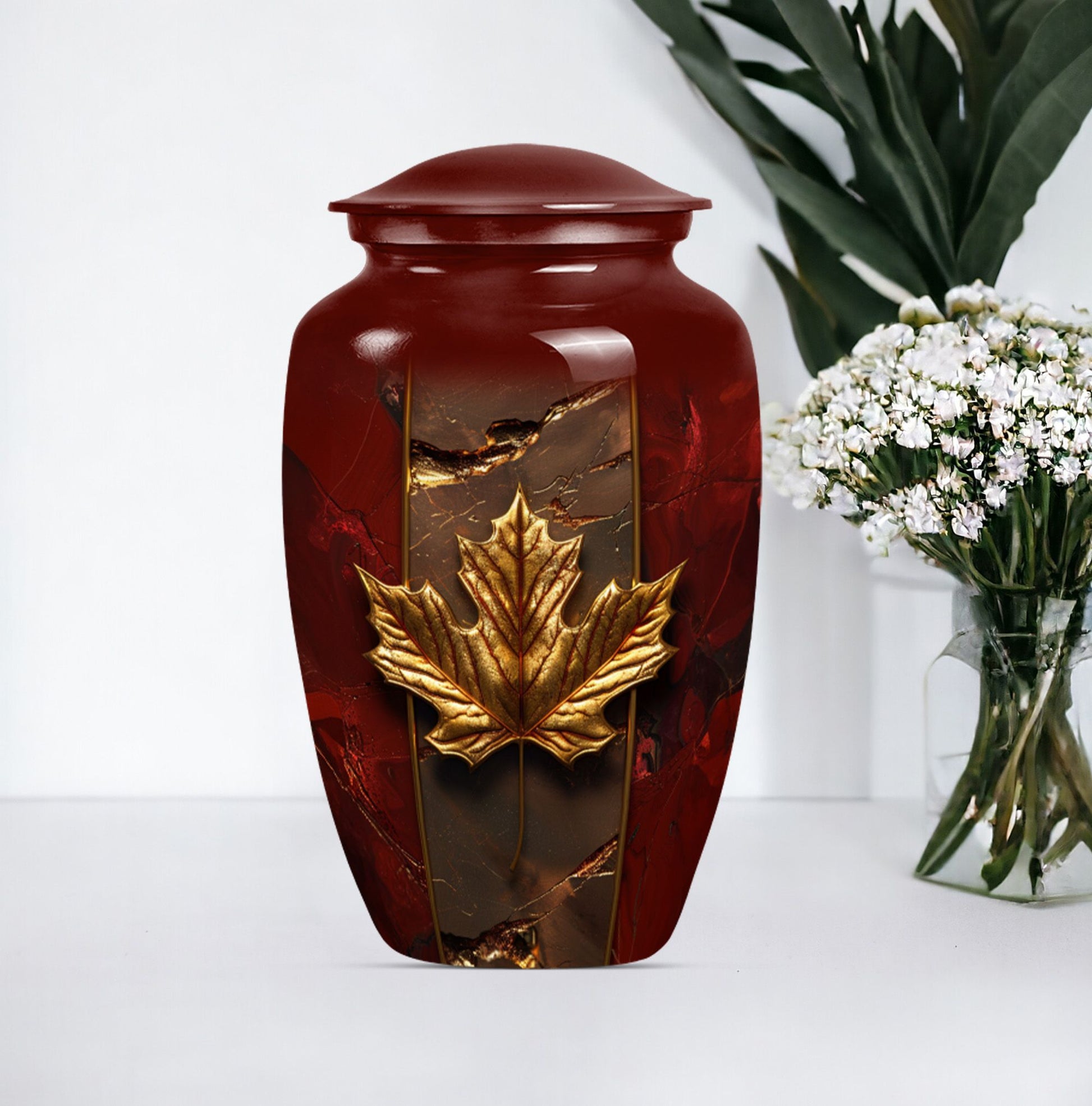 Mapple leaf Classic Memorial Urn for male adults.