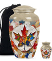 Mapple Leaf Theme Large Urn With 1 Keepsake Urn
