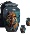 Tiger Theme Large Urn With 2 Keepsake Urn