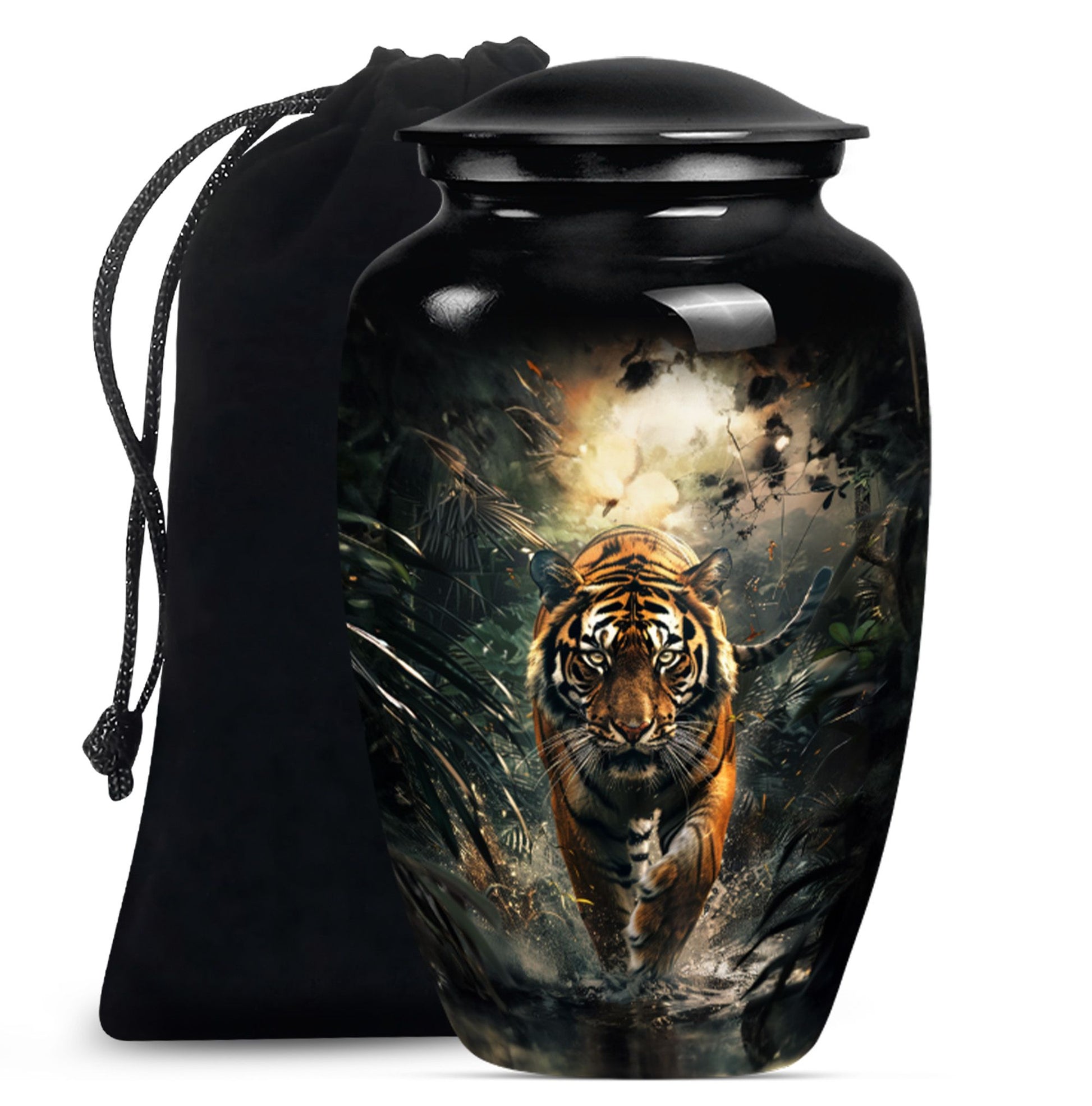 tiger urn with floral design 