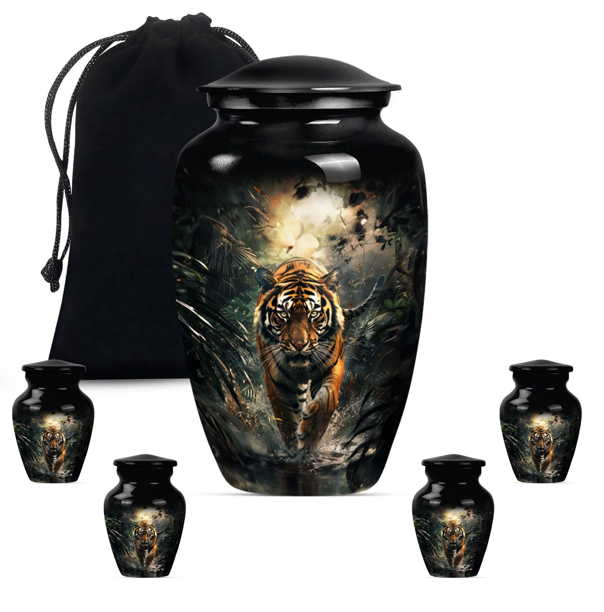 tiger urn with floral design 