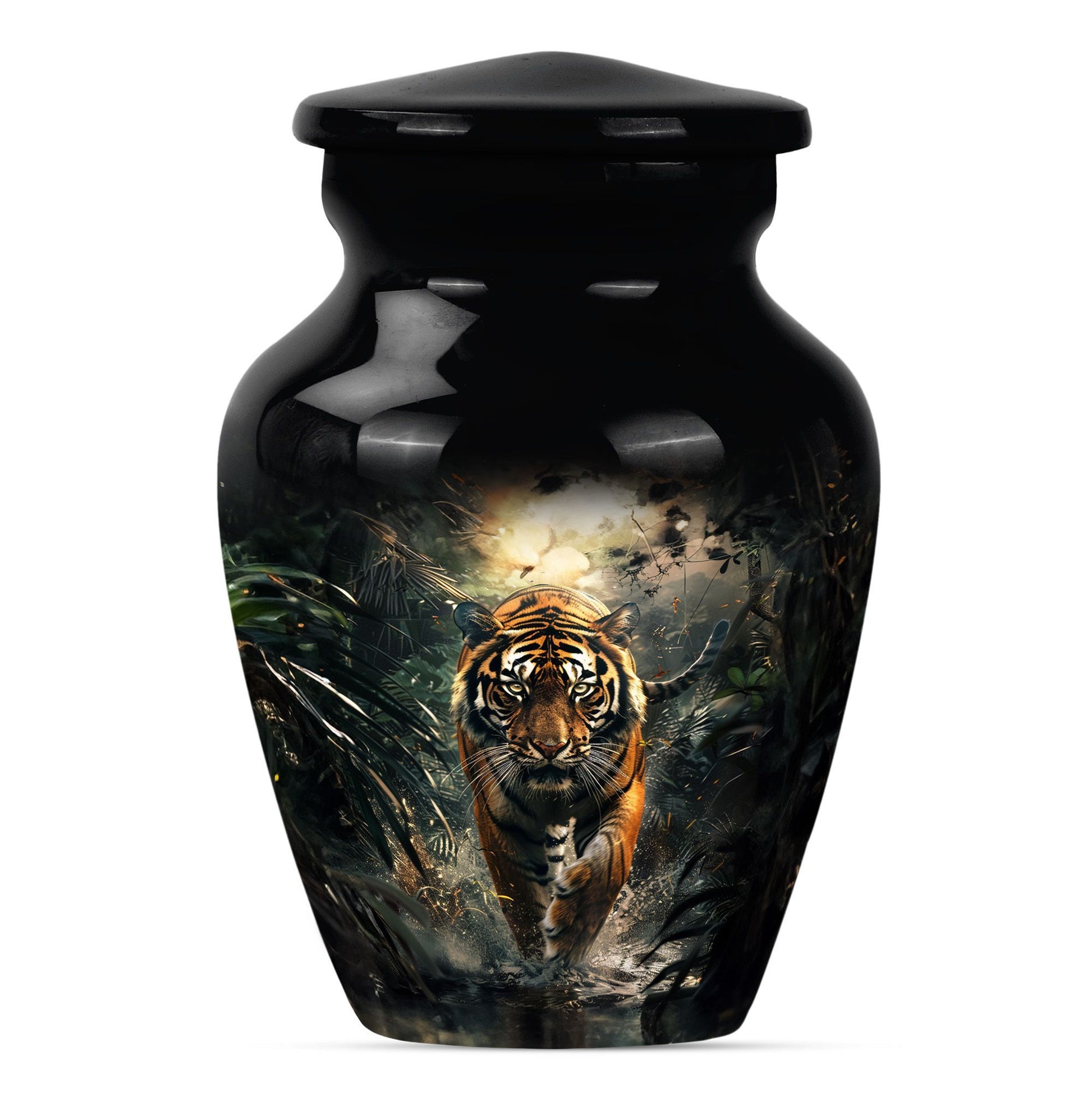 tiger urn with floral design 