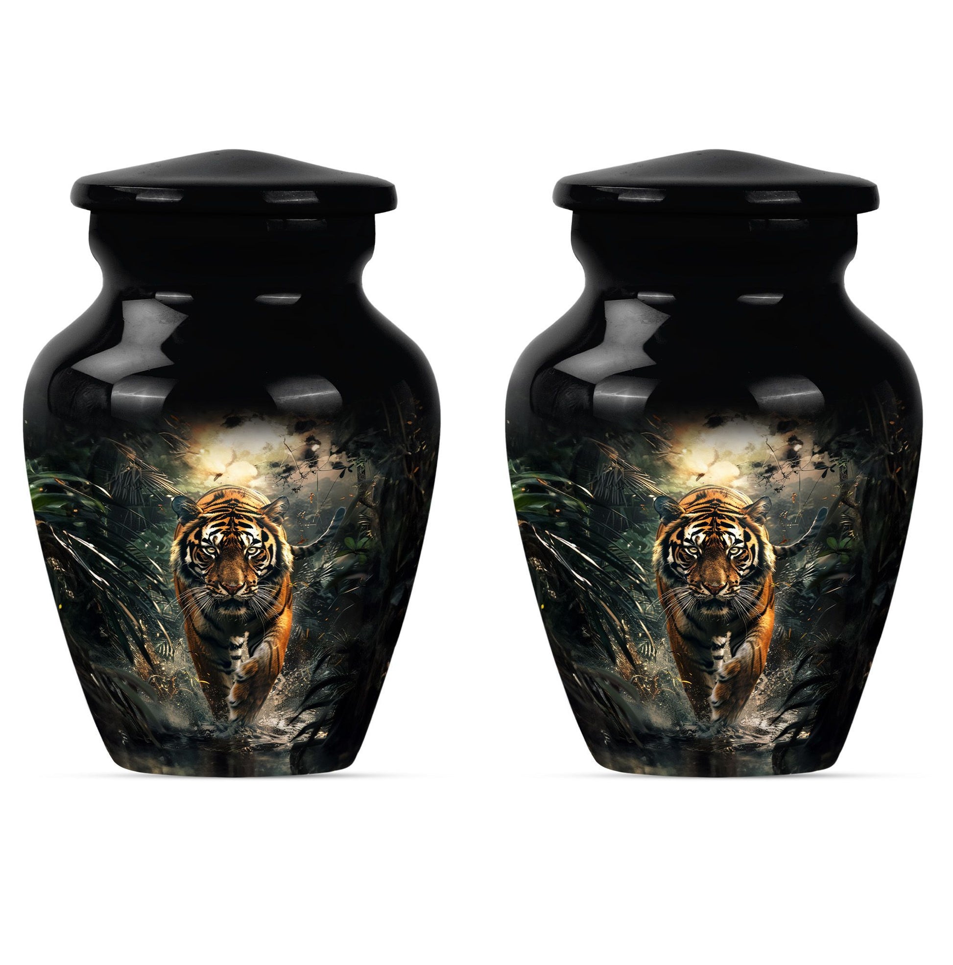 tiger urn with floral design 