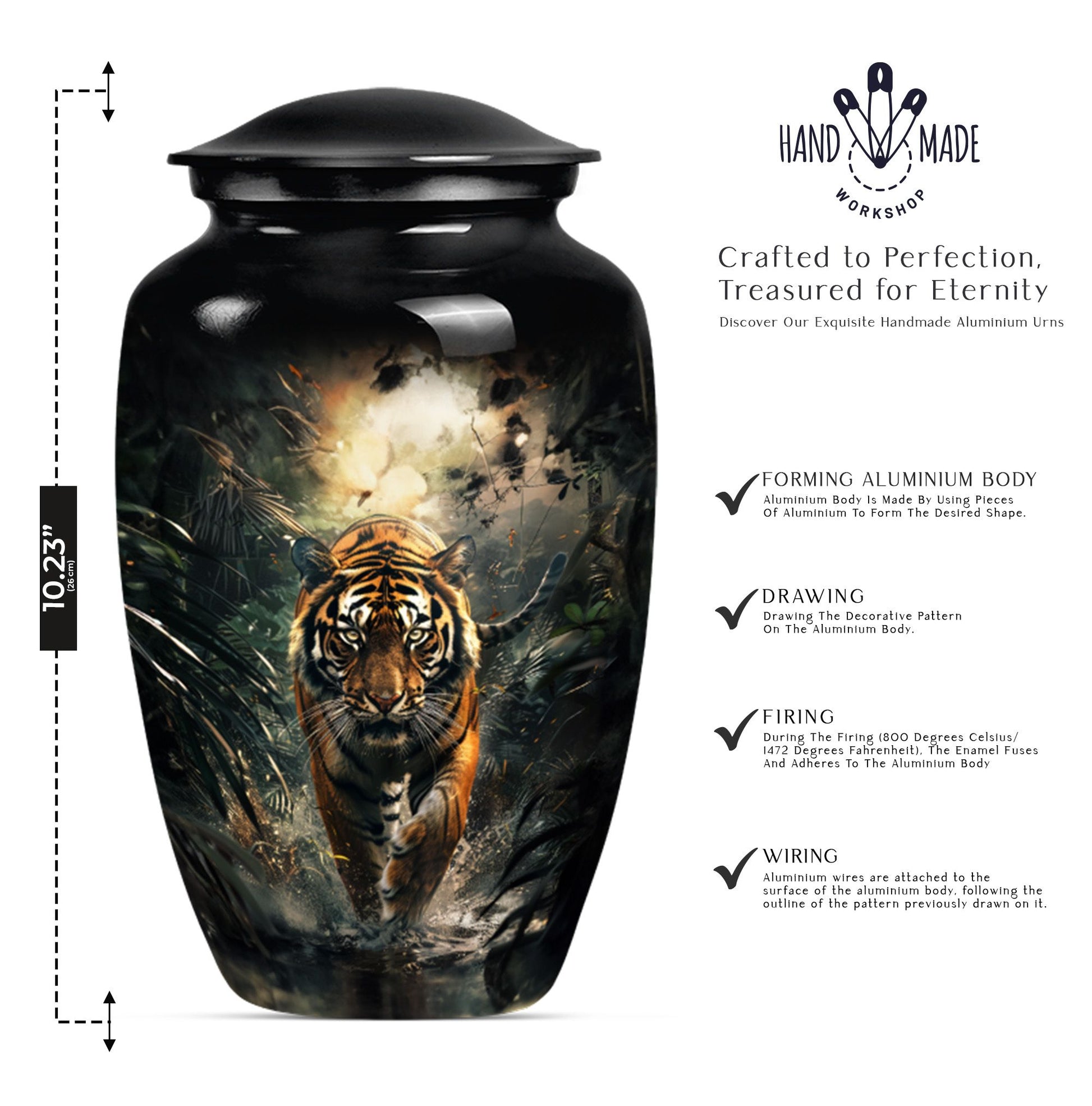 tiger urn with floral design 