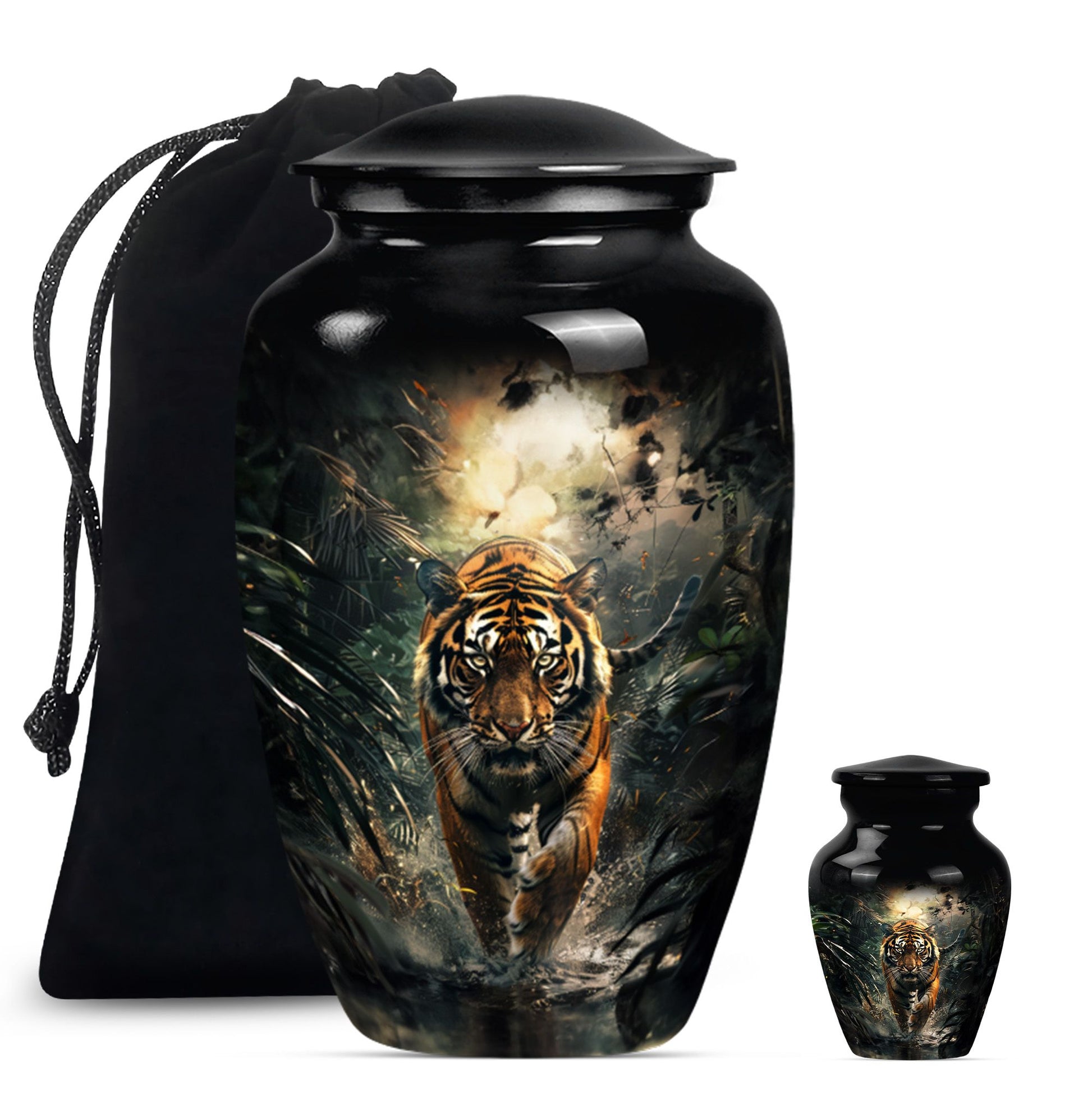 tiger urn with floral design 