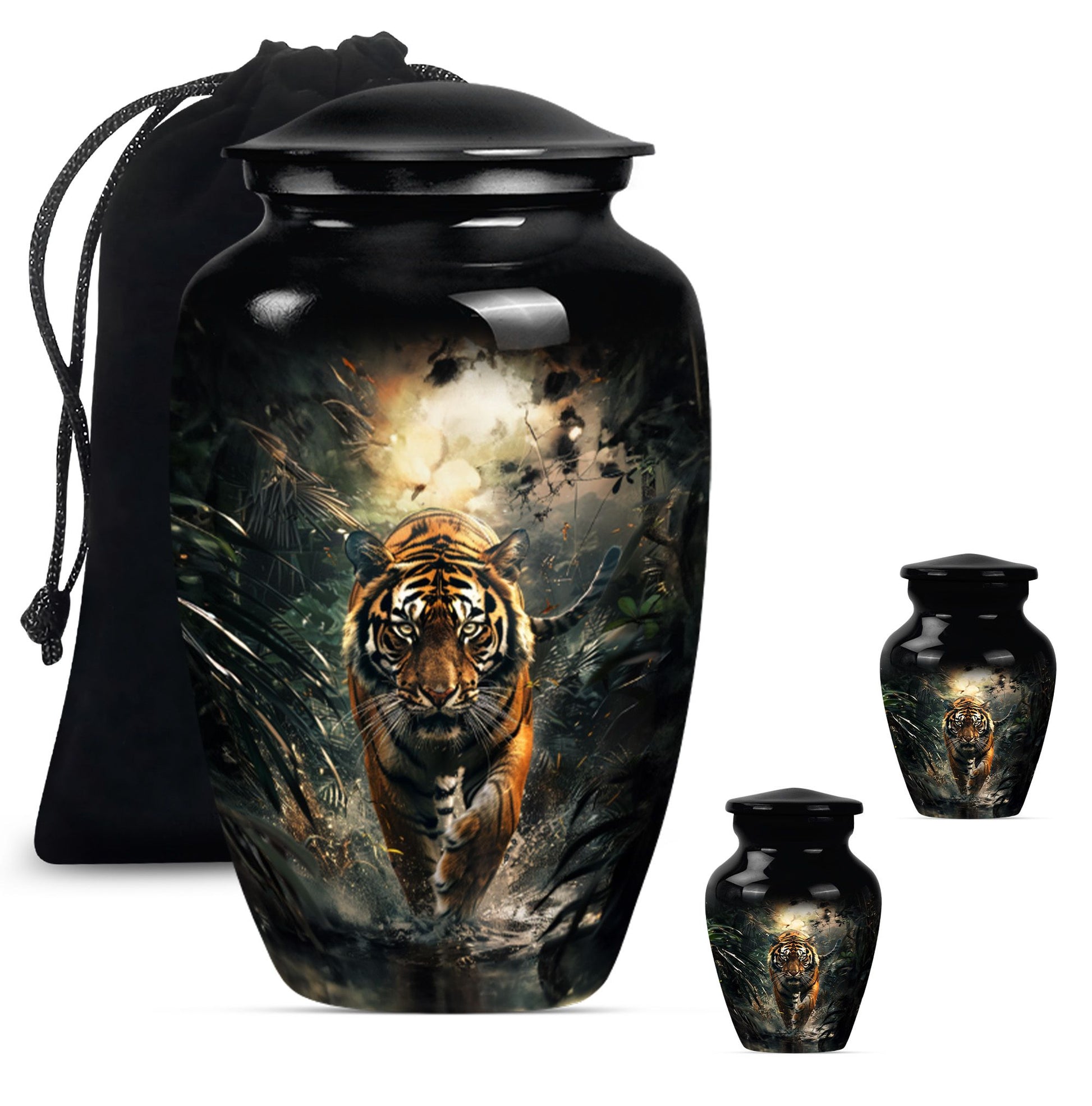 tiger urn with floral design 