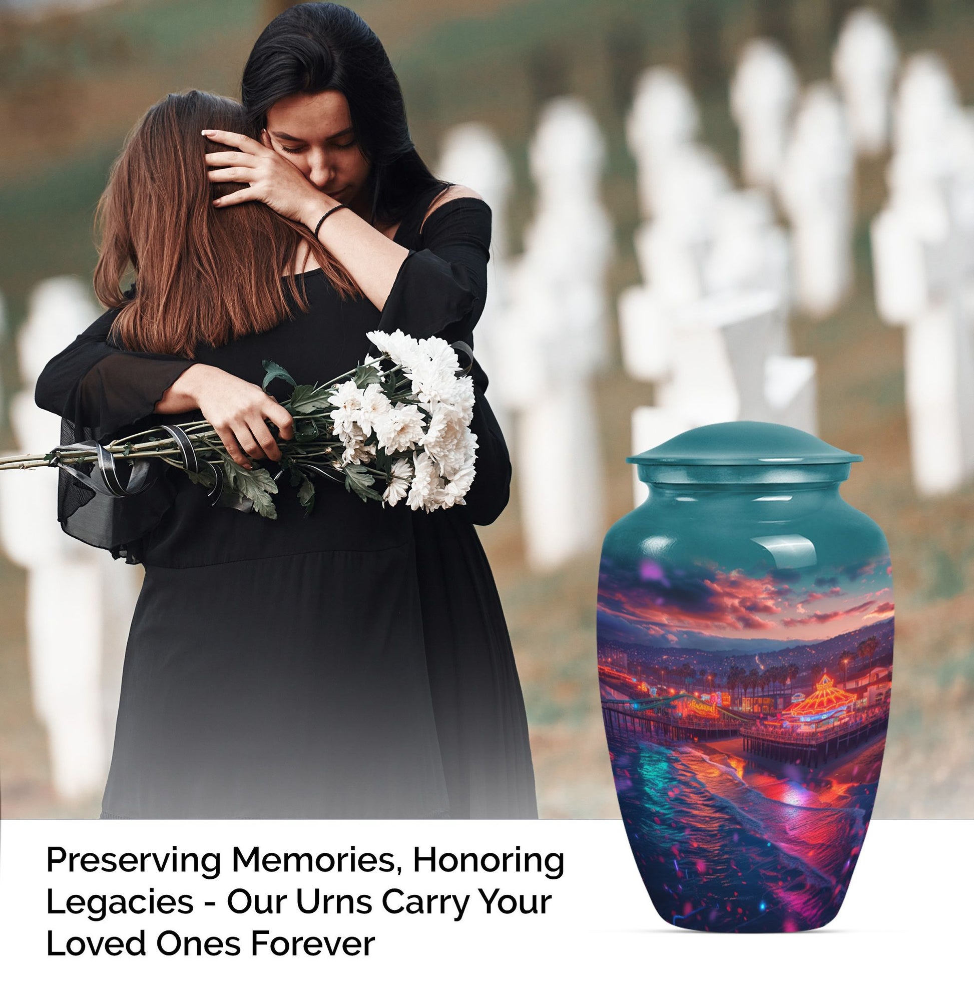 funeral decorative urn with flower 