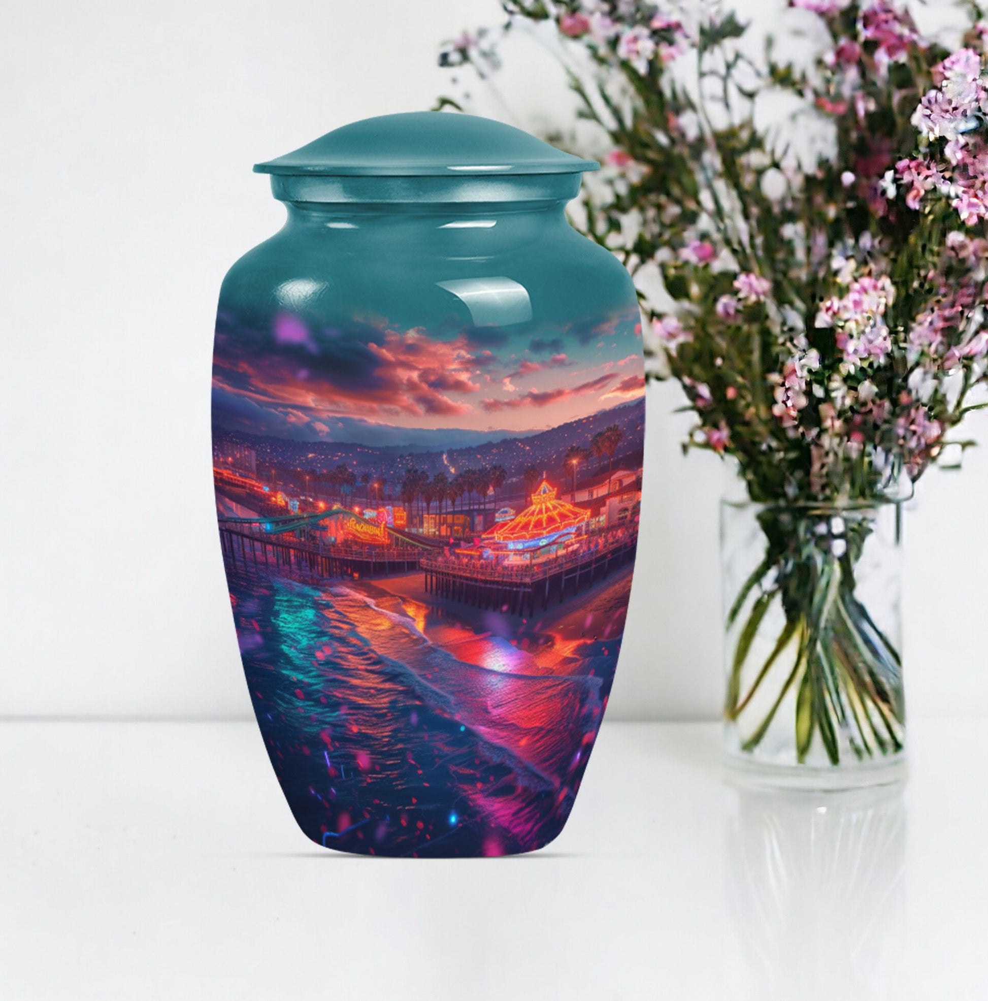 funeral decorative urn with flower 