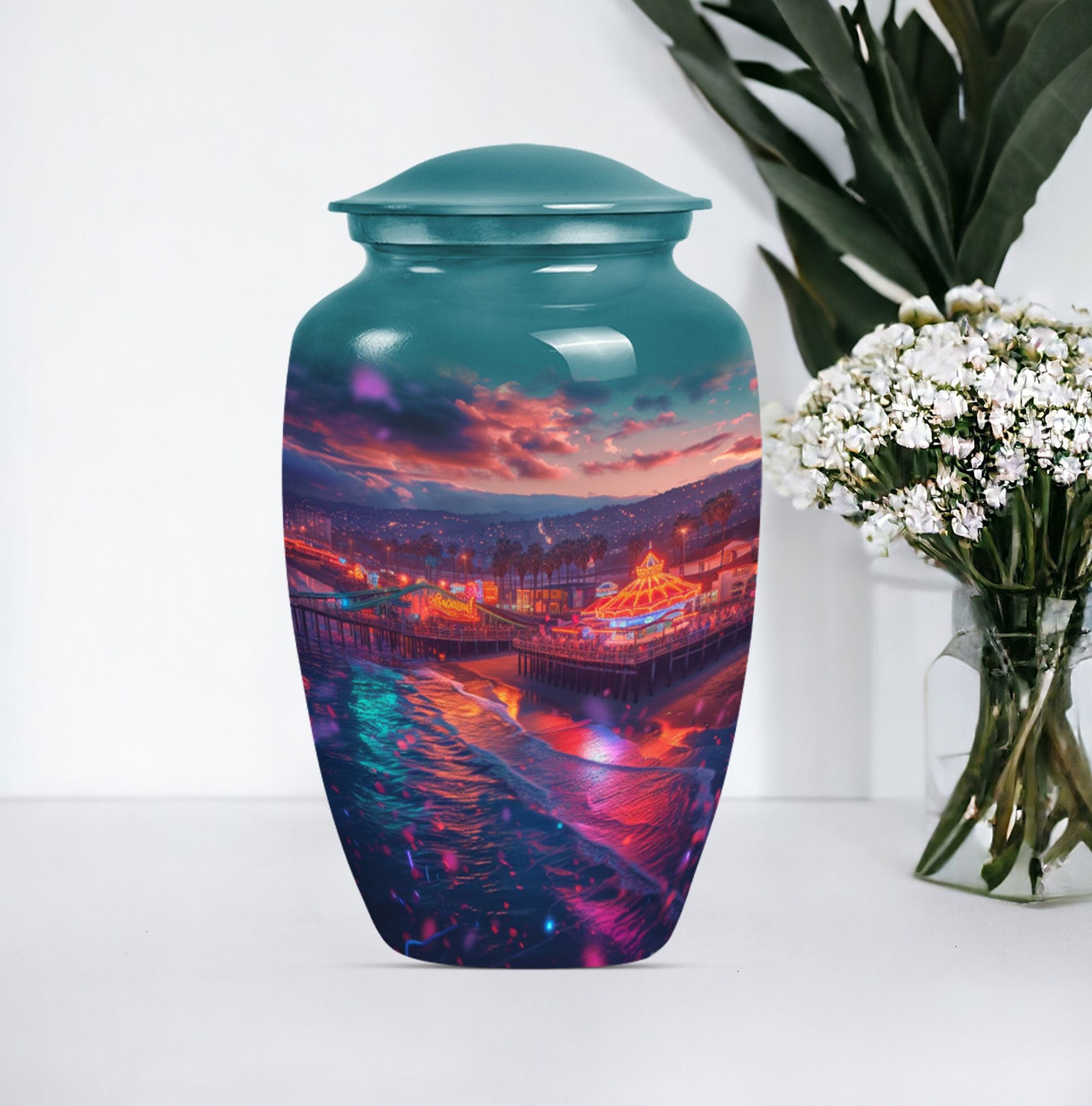 funeral decorative urn with flower 