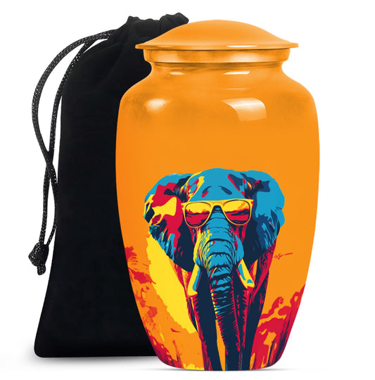 Elephant Theme Large Urn 10 Inch