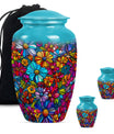 Flowers Theme Large Urn With 2 Keepsake Urn