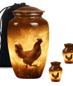 Chicken Theme Large Urn With 2 Keepsake Urn