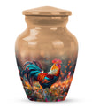 Floral designed classic chicken urn in aluminium to hold cremation ashes