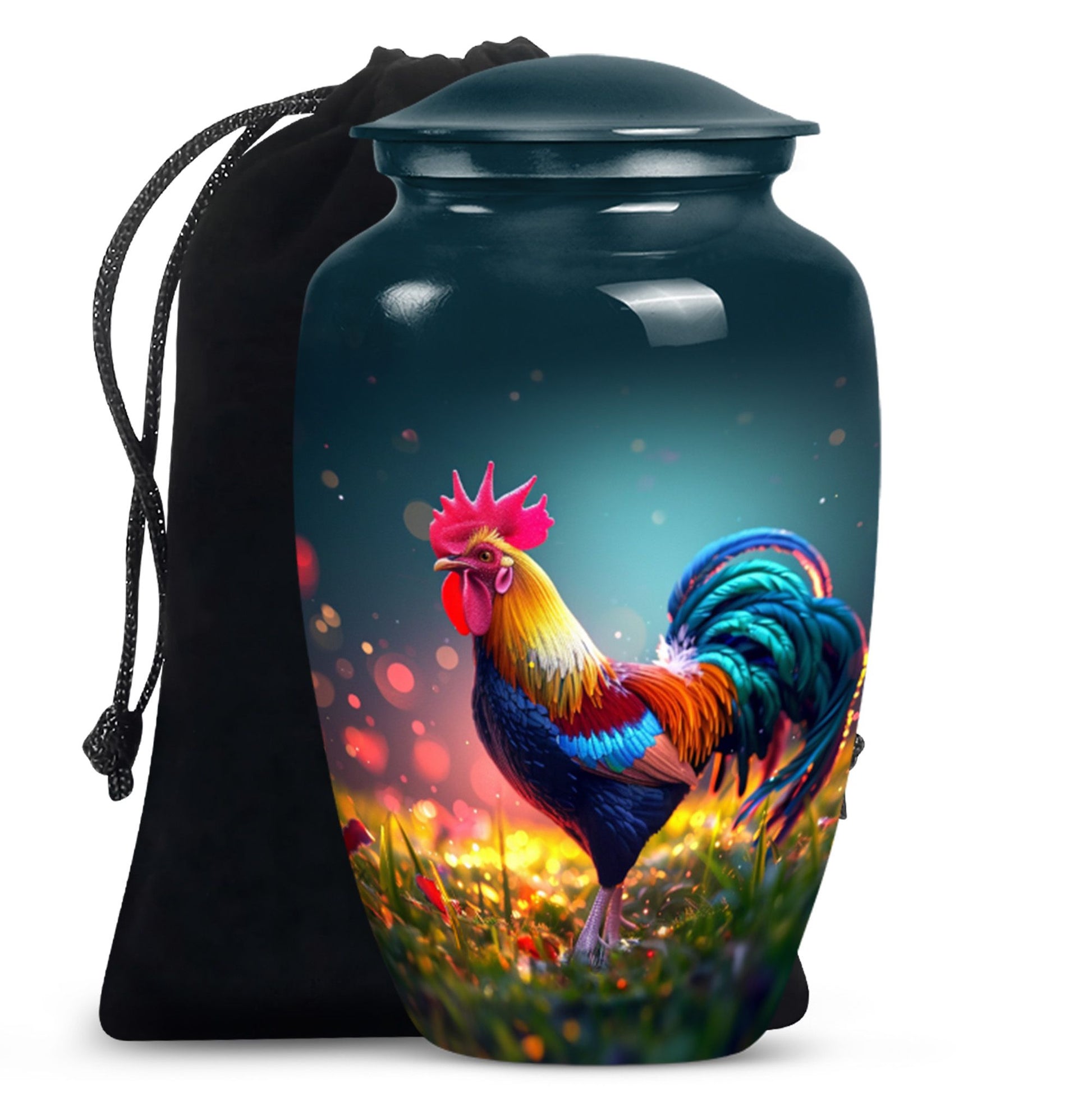 Classic 10 inch chicken theme urn for women's ashes.