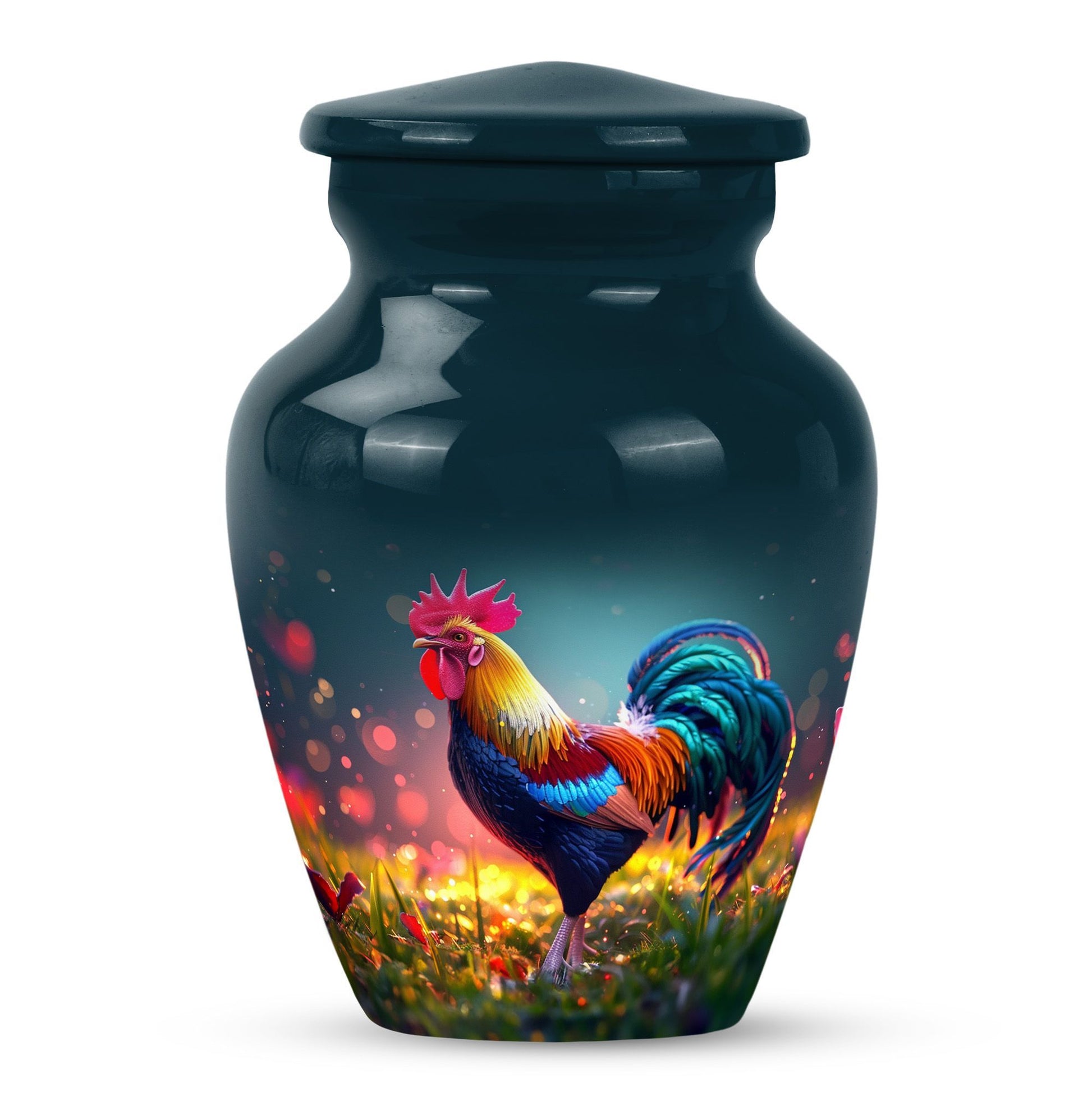 Classic 10 inch chicken theme urn for women's ashes.