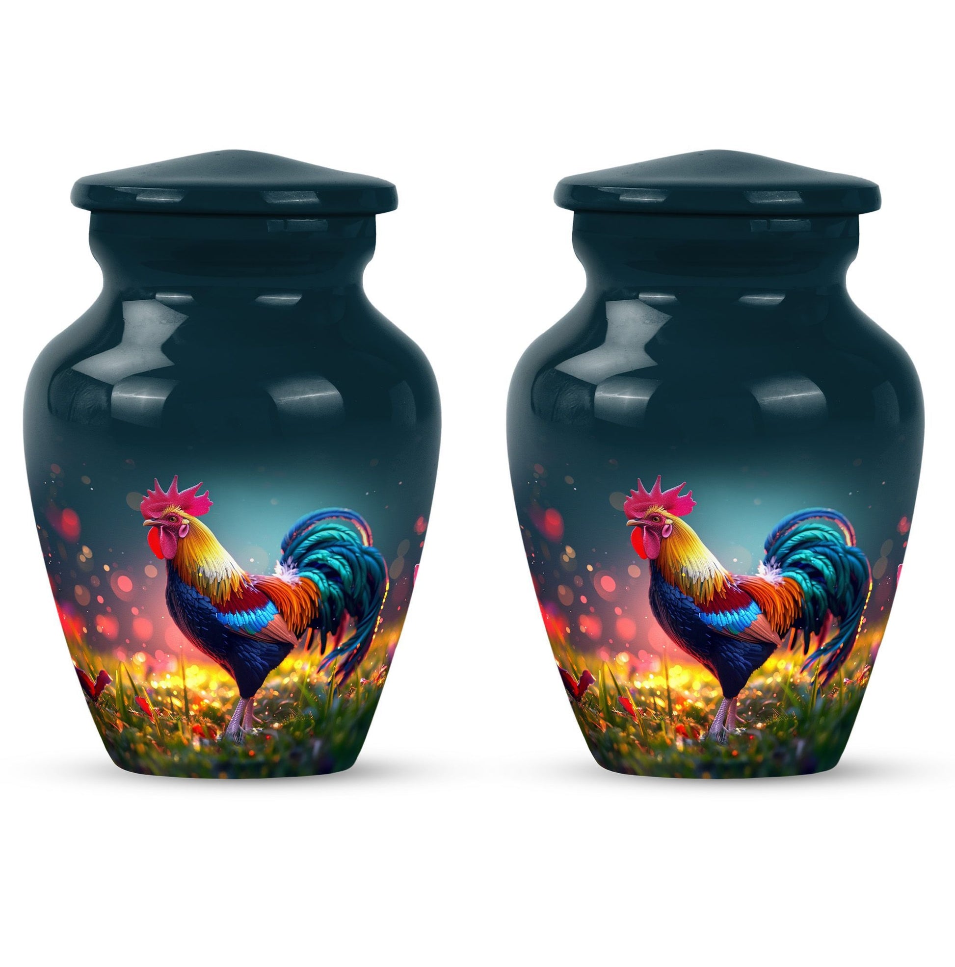 Classic 10 inch chicken theme urn for women's ashes.