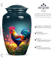 Classic 10 inch chicken theme urn for women's ashes.