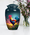 Classic 10 inch chicken theme urn for women's ashes.