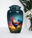 Classic 10 inch chicken theme urn for women's ashes.