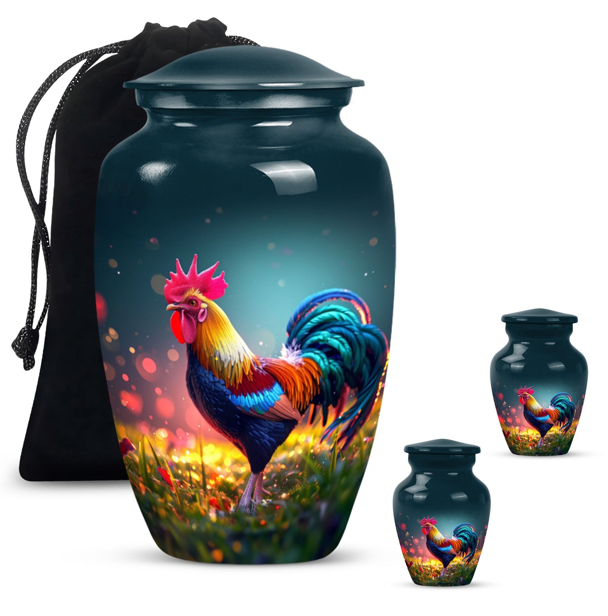 Classic 10 inch chicken theme urn for women's ashes.