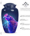 Classic 10-inch Chicken Urn with flower design.