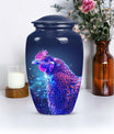 Classic 10-inch Chicken Urn with flower design.