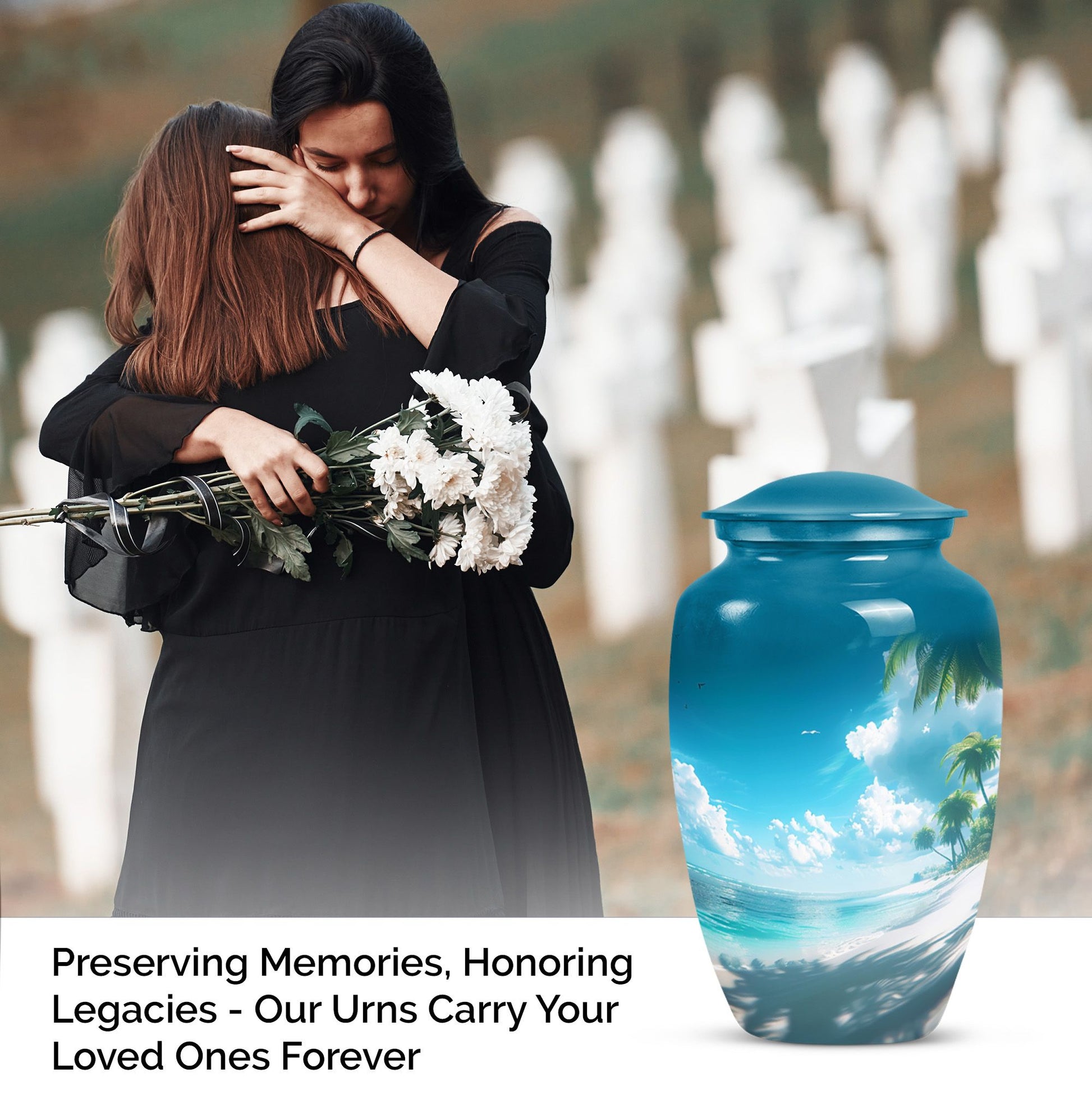 10-Inch Beach Urn, classic aluminium funeral urn.