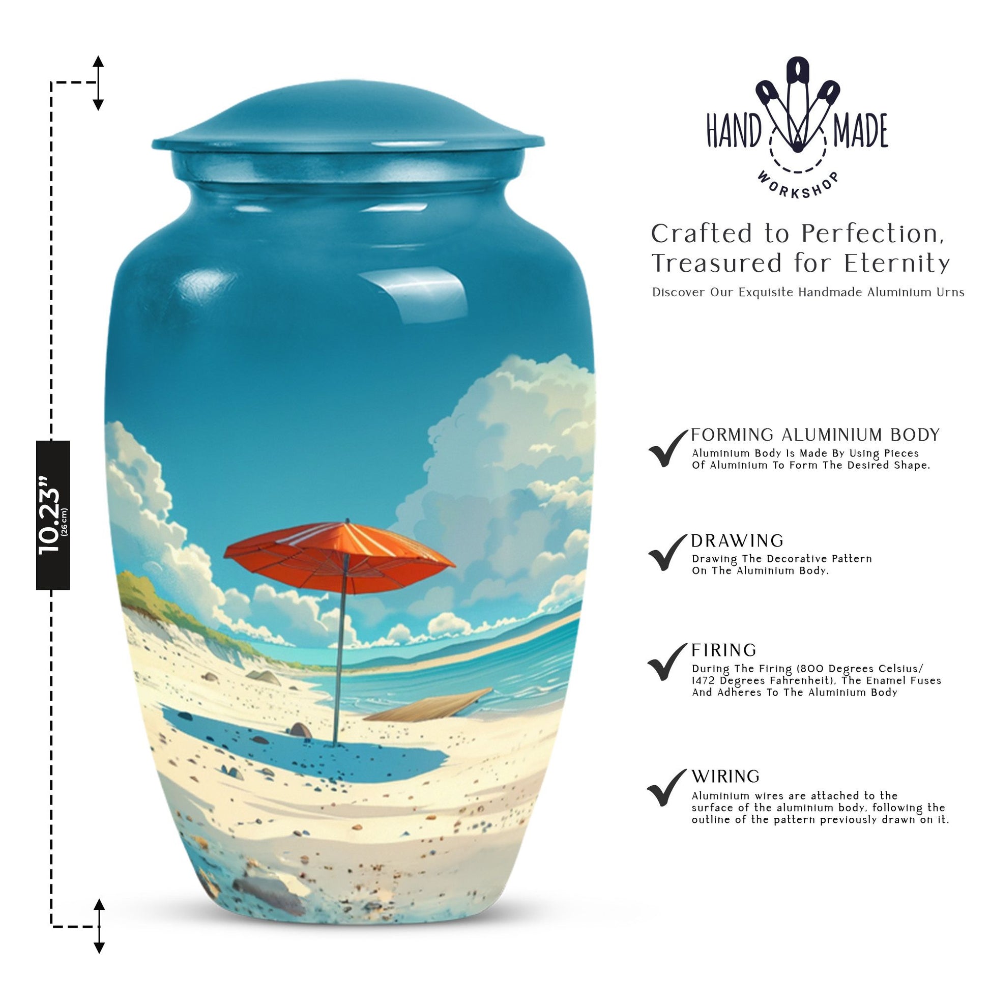 10-inch classic aluminium Beach Urn.