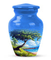 Beach Urn with flower theme for adult ashes.