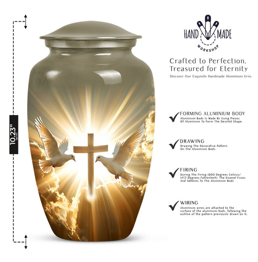 10-inch dove-themed aluminum classic design urn.