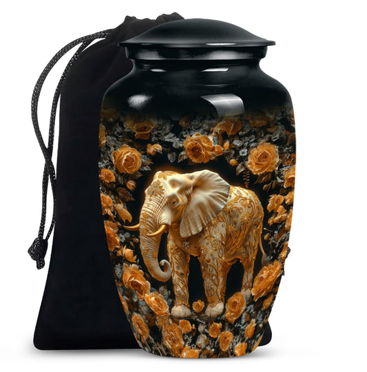 Elephant Theme Large Urn 10 Inch