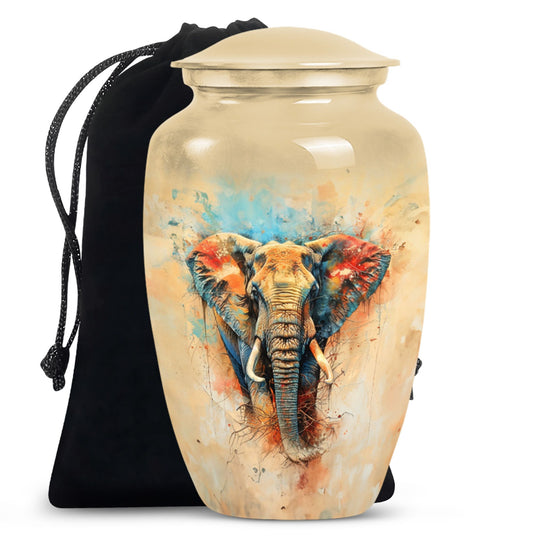 Elephant Theme Large Urn 10 Inch