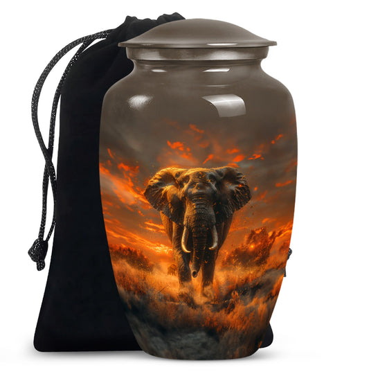 Elephant Theme Large Urn 10 Inch
