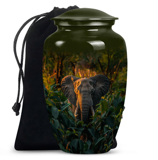 Elephant Theme Large Urn 10 Inch
