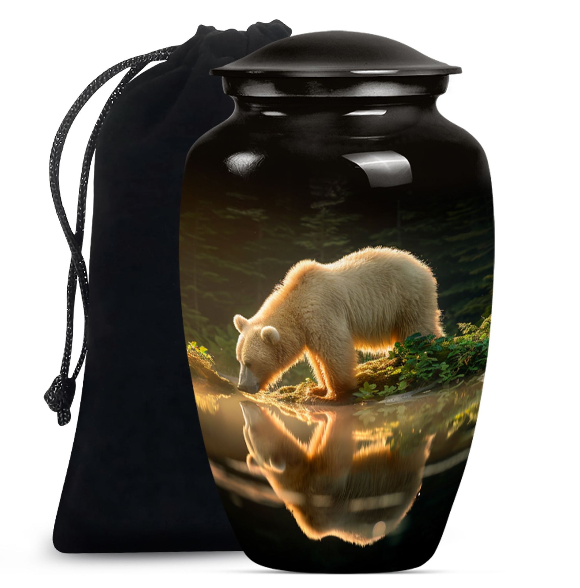 10-inch bear urn, aluminium cremation urn with butterfly theme.