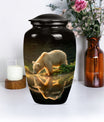 10-inch bear urn, aluminium cremation urn with butterfly theme.