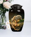 10-inch bear urn, aluminium cremation urn with butterfly theme.