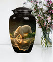 10-inch bear urn, aluminium cremation urn with butterfly theme.