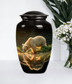 10-inch bear urn, aluminium cremation urn with butterfly theme.