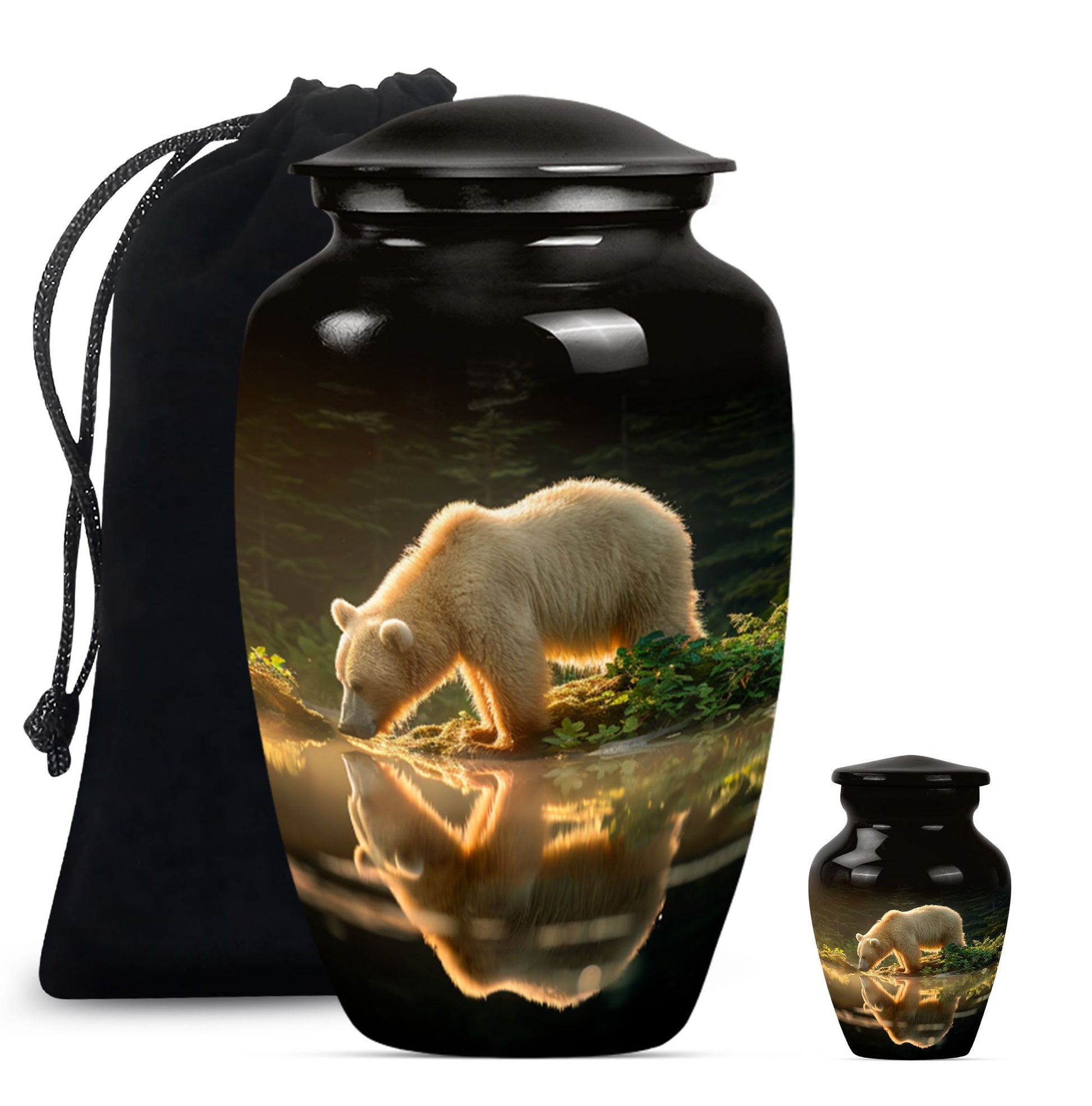 10-inch bear urn, aluminium cremation urn with butterfly theme.