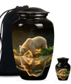 10-inch bear urn, aluminium cremation urn with butterfly theme.